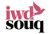 Logo of iwd souq with a pink dove on a white background