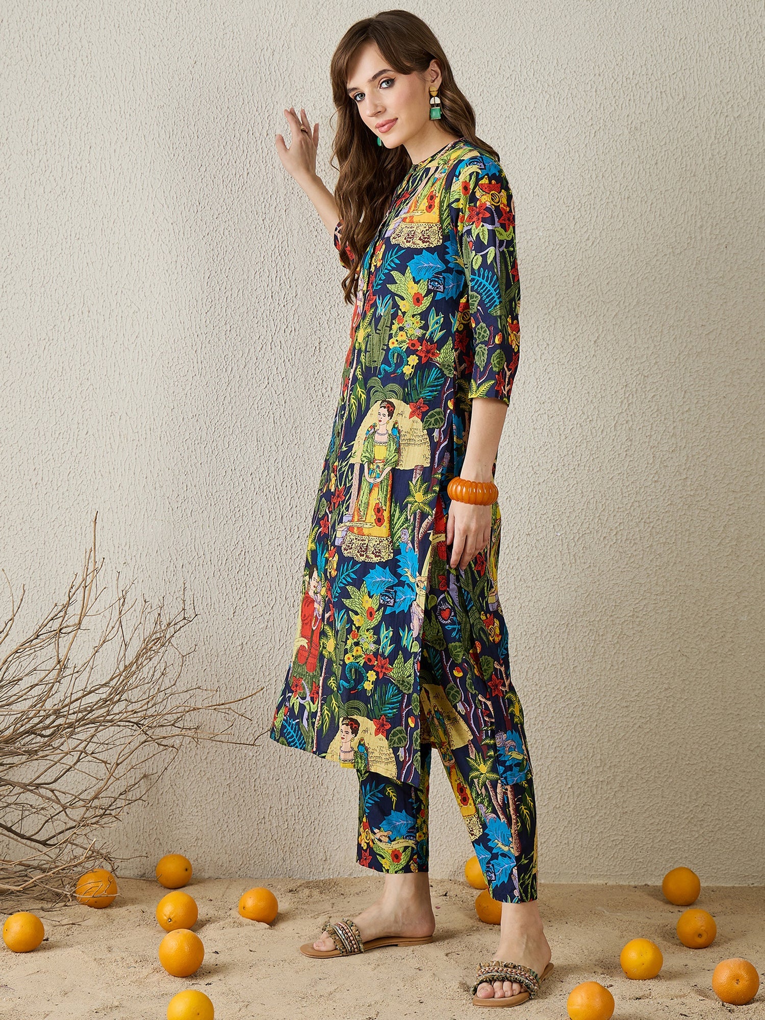 Indo Era Multi Printed A-Line Kurta Trousers set