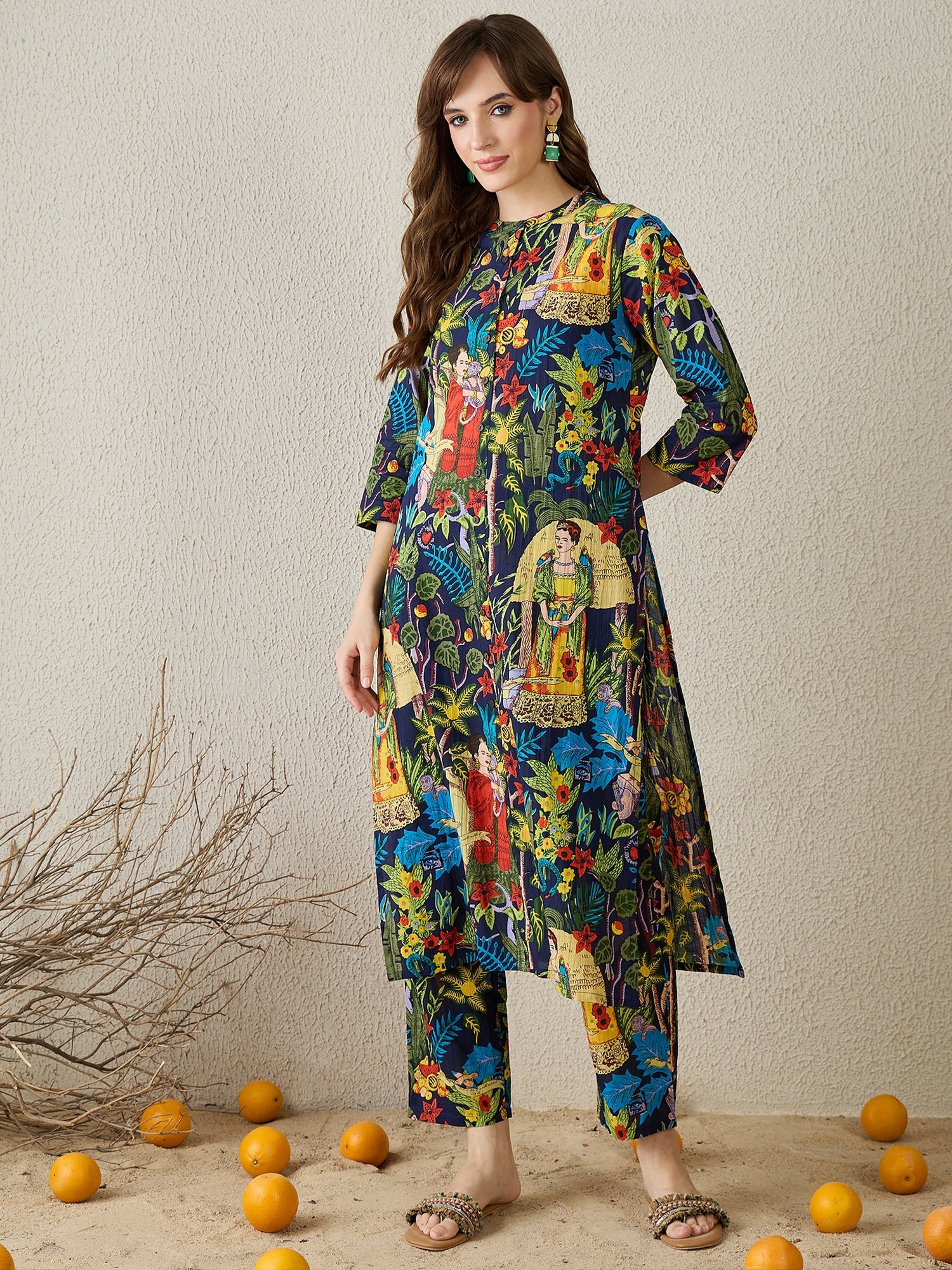 Indo Era Multi Printed A-Line Kurta Trousers set
