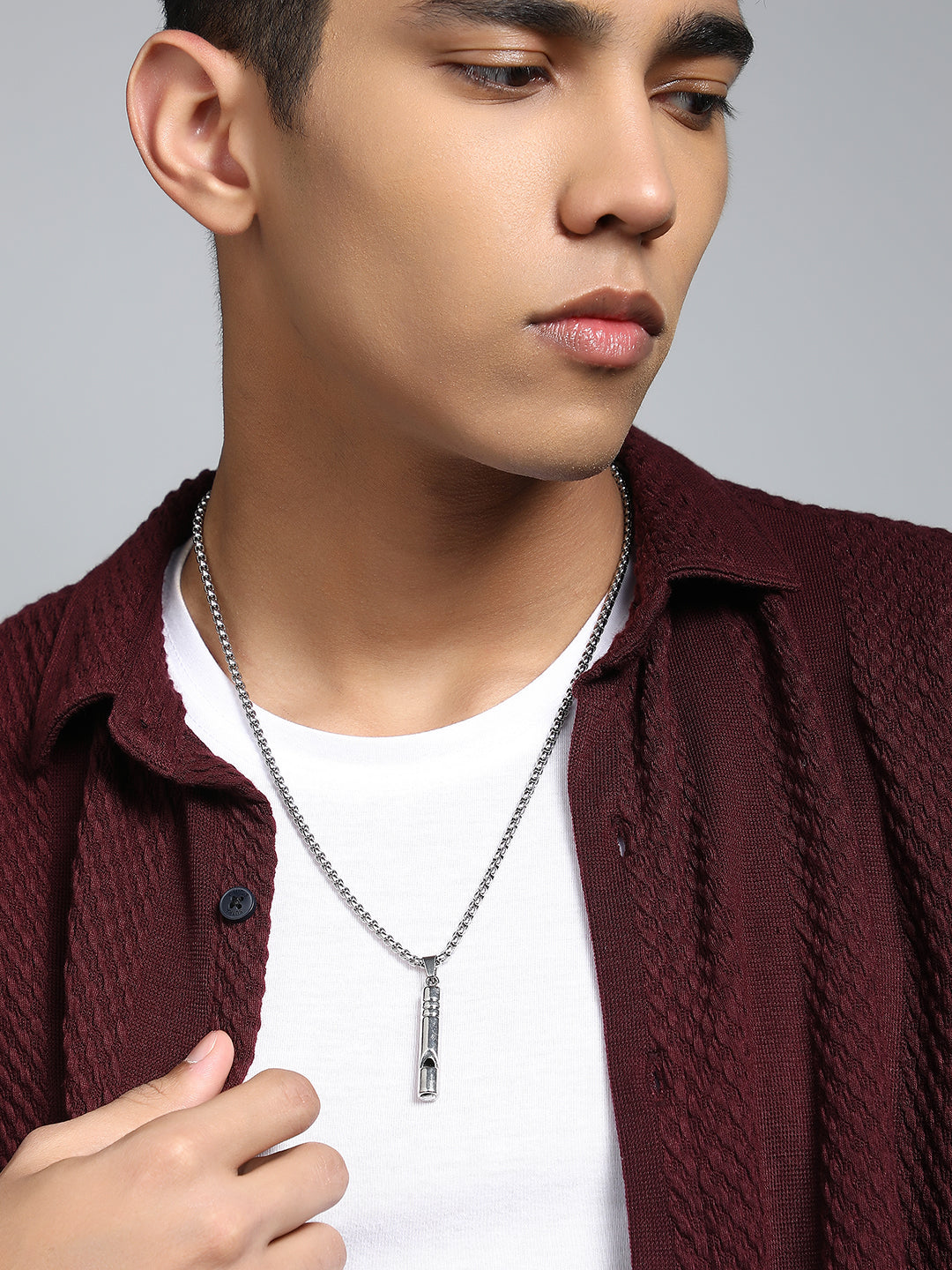 The Whistle Pendant Necklace - Metallic Silver