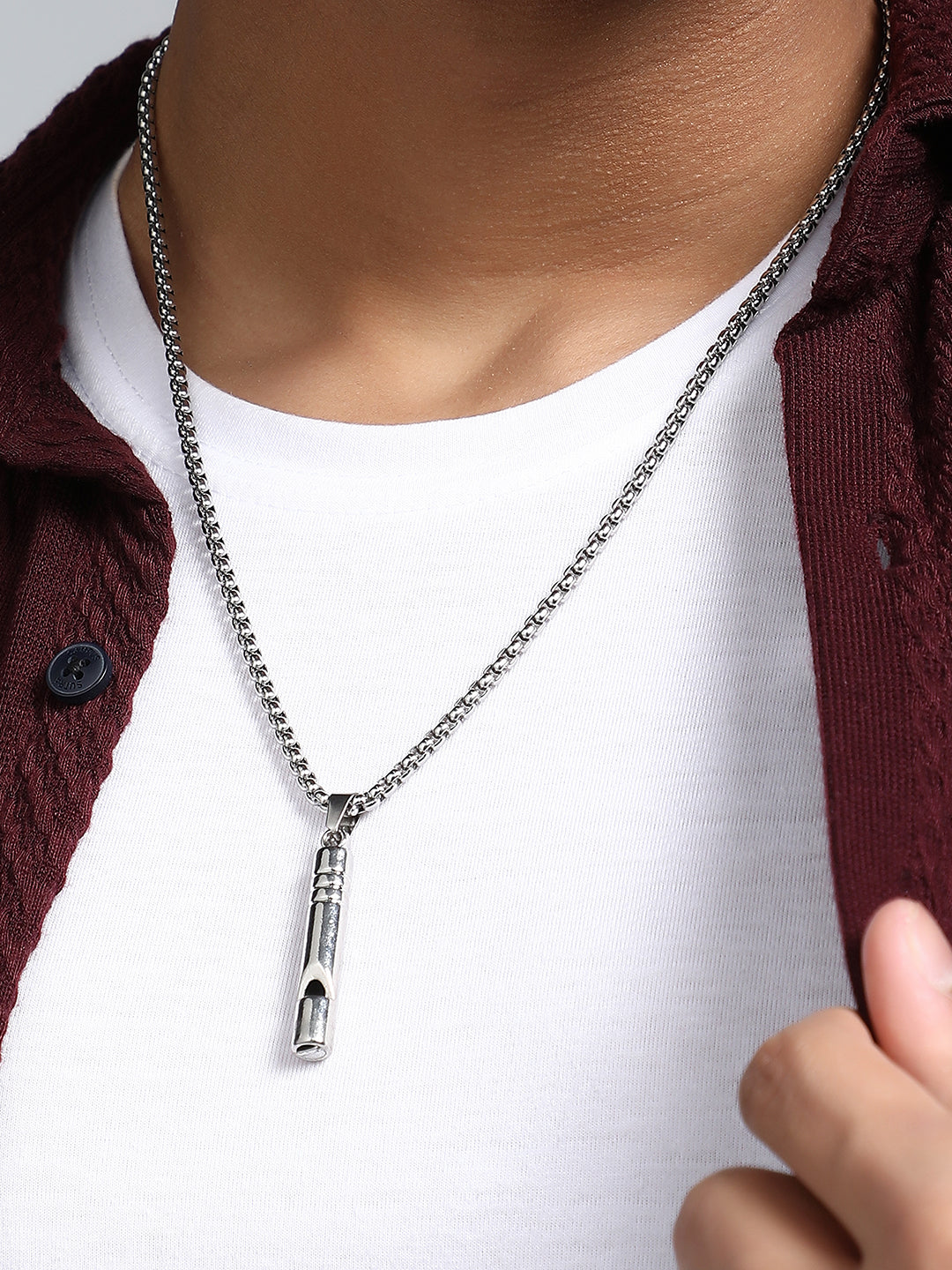 The Whistle Pendant Necklace - Metallic Silver