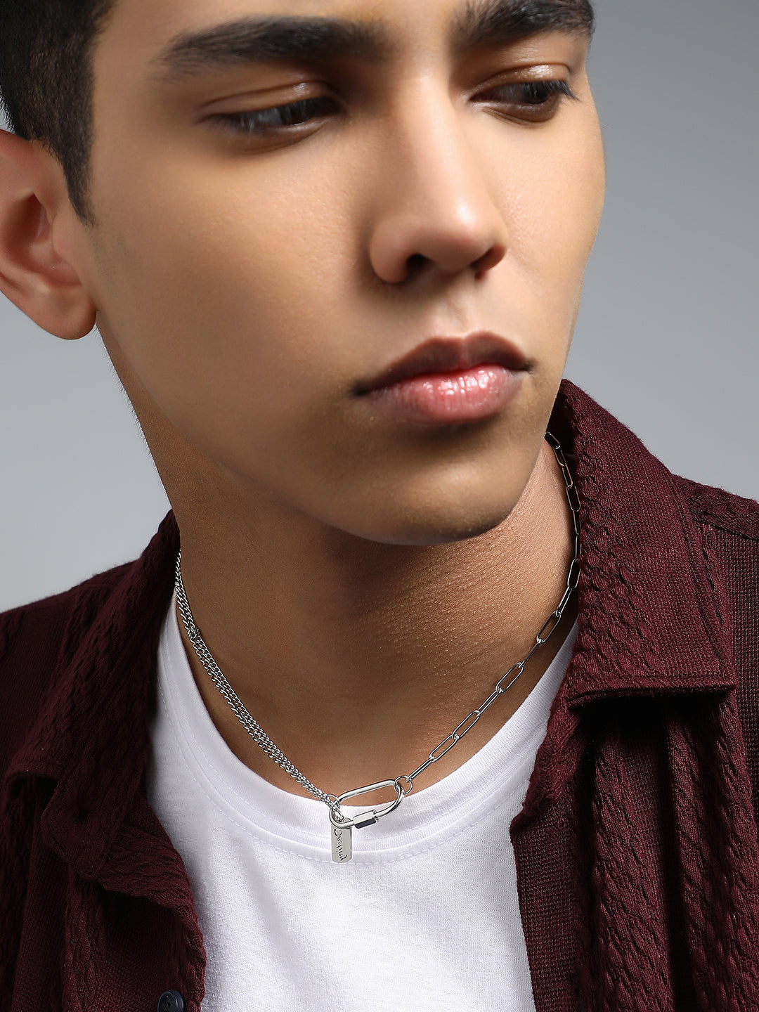 The Industrial Link Pendant Necklace - Metallic Silver