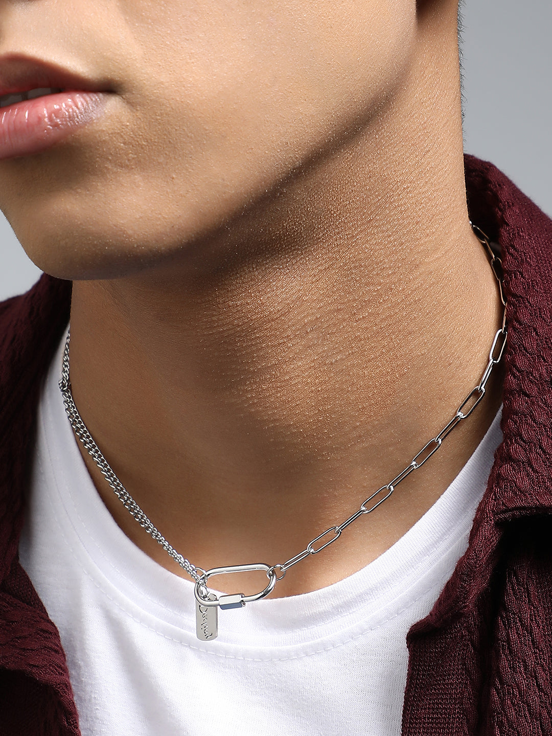 The Industrial Link Pendant Necklace - Metallic Silver