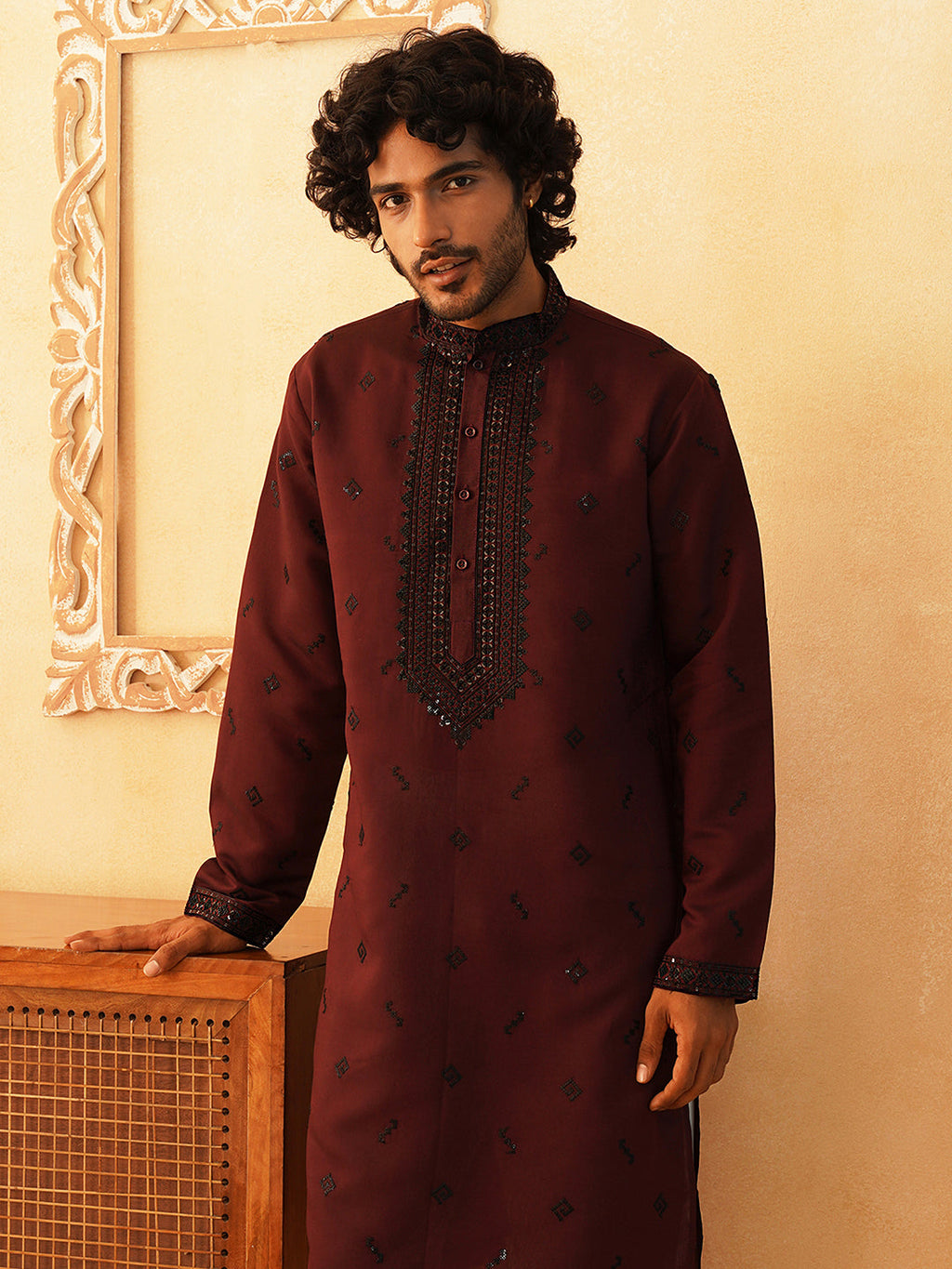 Jompers - Sequins Embroidered Kurta Pyjama Set for Men
