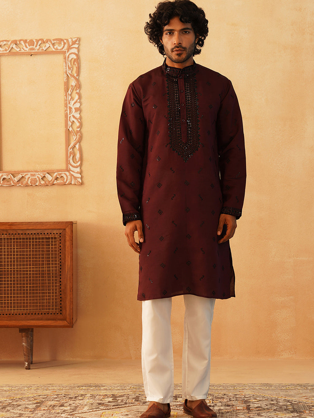 Jompers - Sequins Embroidered Kurta Pyjama Set for Men