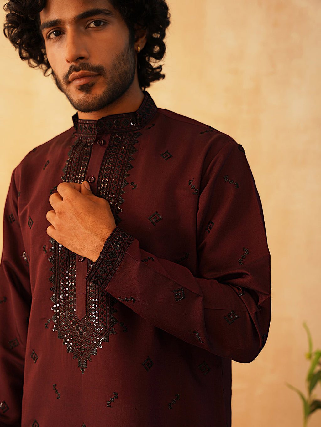 Jompers - Sequins Embroidered Kurta Pyjama Set for Men
